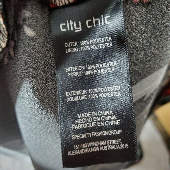 City Chic Black Climbing Floral V-Neck Fit & Flare Tea Length Midi Dress XS 14 - Picture 5 of 7